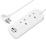 Masterplug 13A 2-Gang Unswitched  Travel Extension Lead (UK to USA) + 3.4A 2-Outlet Type A & C USB Charger White 0.45m