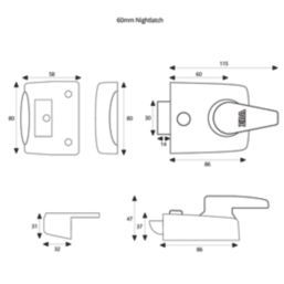 ERA 1630-51  Replacement Night Latch Satin 60mm Backset