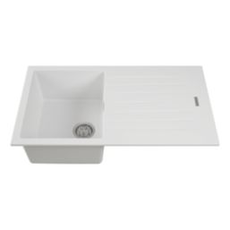 Carysil TD100-WH 1 Bowl Granite Composite Kitchen Sink White Reversible 860mm x 500mm