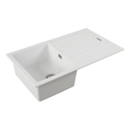 Carysil TD100-WH 1 Bowl Granite Composite Kitchen Sink White Reversible 860mm x 500mm