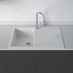 Carysil TD100-WH 1 Bowl Granite Composite Kitchen Sink White Reversible 860mm x 500mm