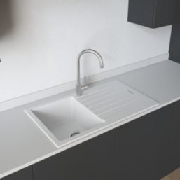 Carysil TD100-WH 1 Bowl Granite Composite Kitchen Sink White Reversible 860mm x 500mm