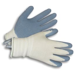 ClipGlove Landscaper  Womens Polyester & Latex Gardening Gloves Blue / Cream Medium