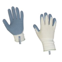 ClipGlove Landscaper  Womens Polyester & Latex Gardening Gloves Blue / Cream Medium
