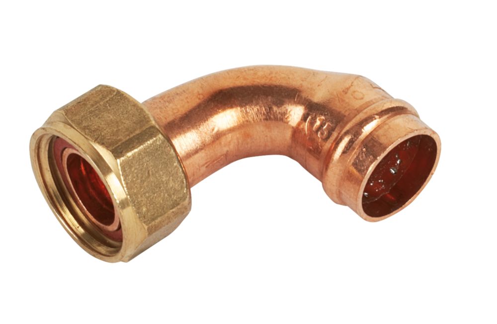 Yorkshire Copper Solder Ring Angled Tap Connector 15mm x 1/2" Screwfix