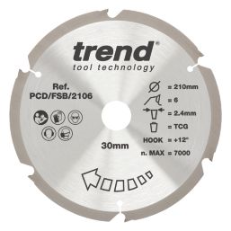 Trend PCD/FSB/2106 Multi-Material Saw Blade 210mm x 30mm 6T