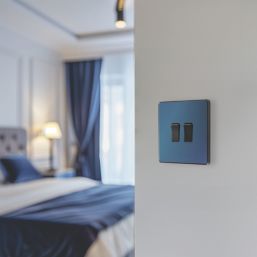 British General Evolve 20 A  16AX 2-Gang 2-Way Light Switch  Blue with Black Inserts