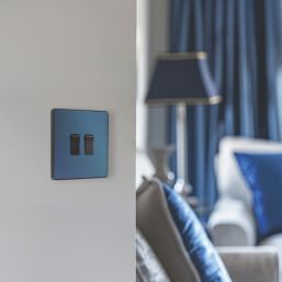 British General Evolve 20 A  16AX 2-Gang 2-Way Light Switch  Blue with Black Inserts