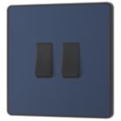 British General Evolve 20 A  16AX 2-Gang 2-Way Light Switch  Blue with Black Inserts