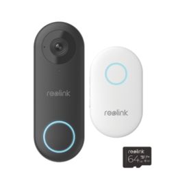 Reolink 2K+  Wired Smart AI WiFi Video Doorbell & Chime 64GB Black