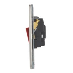 Contactum Lyric 32A 1-Gang DP Control Switch Brushed Steel  with Black Inserts