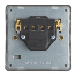 Contactum Lyric 32A 1-Gang DP Control Switch Brushed Steel  with Black Inserts