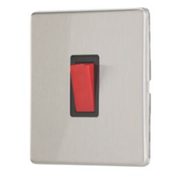 Contactum Lyric 32A 1-Gang DP Control Switch Brushed Steel  with Black Inserts