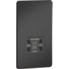 Knightsbridge  2-Gang Dual Voltage Shaver Socket 115 V / 230V Matt Black with Black Inserts