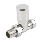 Verona 15mm x 1/2" Chrome Straight Modern Manual Radiator Valve Head & Body  2 Pack