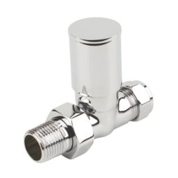 Verona 15mm x 1/2" Chrome Straight Modern Manual Radiator Valve Head & Body  2 Pack