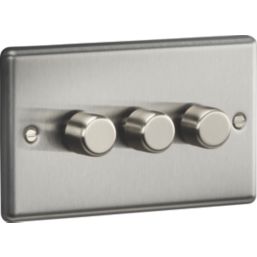 Knightsbridge  3-Gang 2-Way LED Intelligent Dimmer Switch  Brushed Chrome
