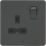 Knightsbridge  13A 1-Gang DP Switched Single Socket Anthracite  with Black Inserts