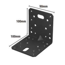 Magnodur Reinforced Angle Brackets Black 100mm x 100mm x 90mm 10 Pack