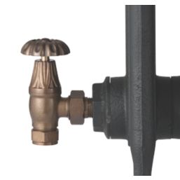 Arroll UK-10 15mm x 1/2" Antique Copper Angled & L/S Traditional Manual Radiator Valve & Lockshield