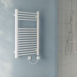 Flomasta 800mm x 500mm 853BTU White Flat Electric Towel Radiator