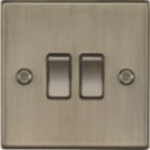 Knightsbridge  10AX 2-Gang 2-Way Light Switch  Antique Brass