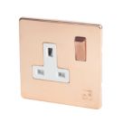 Varilight  13AX 1-Gang DP Switched Plug Socket Anti-Microbial Copper  with White Inserts