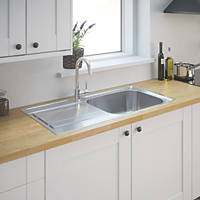 1 Bowl Stainless Steel Kitchen Sink & Drainer 1000 x 500mm