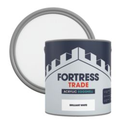 Fortress Trade  2.5Ltr Brilliant White Acrylic Eggshell Emulsion Kitchen & Bathroom Paint