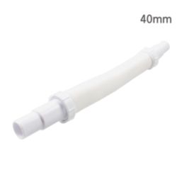 Flomasta Push-Fit Flexible Waste Pipe White 40mm x 500 - 1420mm