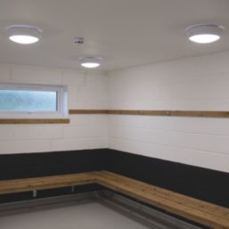 Robus Golf Indoor & Outdoor Maintained or Non-Maintained Emergency Round LED Bulkhead with Battery Backup White 12.1W 830 / 910 / 900lm