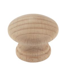 Essentials  Traditional Cabinet Door Knobs Plain Beech 35mm 2 Pack