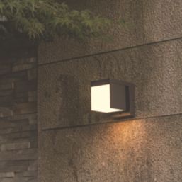 Lutec Prima Outdoor LED Solar Hybrid Wall Light With PIR Sensor Dark Grey 400lm