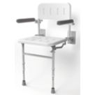 Nymas Wall Mounted Shower Seat with Back Rest And Legs White