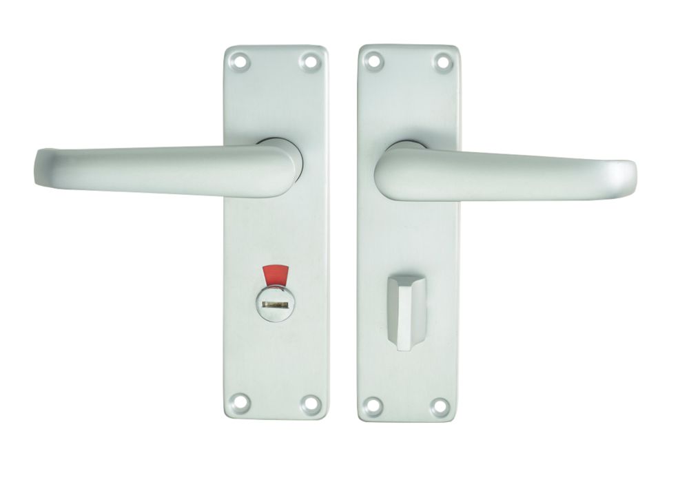 Union Swallow Bathroom Door Handle RH Pair Satin Aluminium - Screwfix