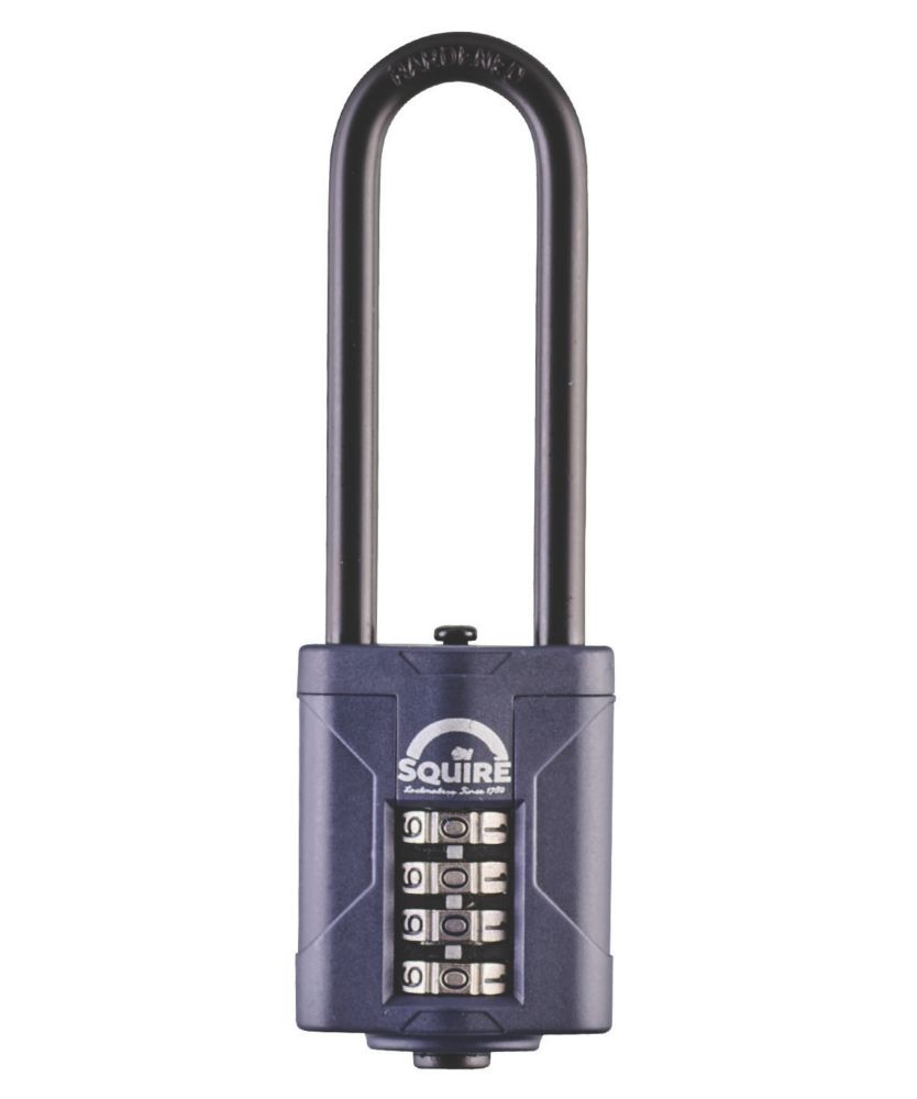 Squire Water Resistant Long Shackle Combination Padlock Blue 40mm 