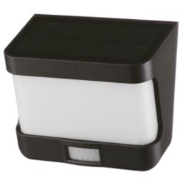 Lutec Try Outdoor LED Solar Wall Light With PIR Sensor Black 500lm