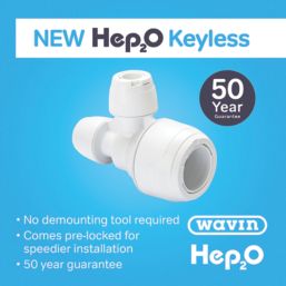 Hep2O  Plastic Push-Fit Reducing Keyless Tee 22mm x 10mm x 10mm