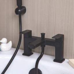 ETAL Lanza Matt Black 174mm Deck Mounted Dual Control Manual Shower Mixer Tap