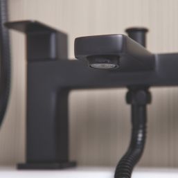 ETAL Lanza Matt Black 174mm Deck Mounted Dual Control Manual Shower Mixer Tap