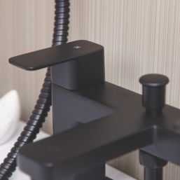 ETAL Lanza Matt Black 174mm Deck Mounted Dual Control Manual Shower Mixer Tap