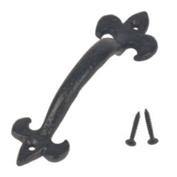 GateMate  Fleur de Lys Door Handle Black Powder-Coated