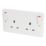 Hager Sollysta WMSS82O 13A 2-Gang 2P+E Switched Socket White