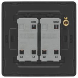 British General Evolve 20A 16AX 2-Gang 2-Way Light Switch  Black Chrome