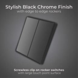 British General Evolve 20A 16AX 2-Gang 2-Way Light Switch  Black Chrome