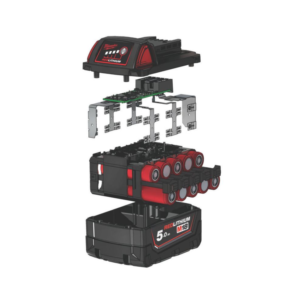 Milwaukee M18 B5 18V Li-Ion RedLithium Battery Screwfix