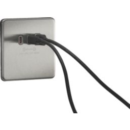 Knightsbridge  5A 63W 3-Outlet Type A & C USB Socket Brushed Chrome with Grey Inserts