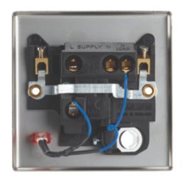 Contactum iConic 13A Unswitched Fused Spur & Flex Outlet with Neon Brushed Steel with Black Inserts