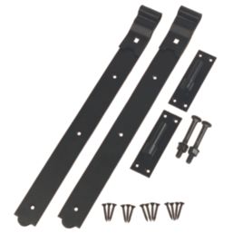 GateMate Black Cranked Band & Hook on Plate 165mm x 24" x 600mm 2 Pack