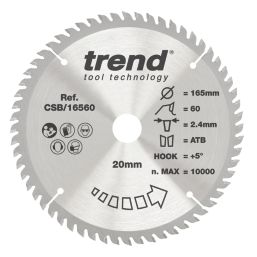 Trend CSB/16560 Wood/Chipboard/MDF Saw Blade 165mm x 20mm 60T
